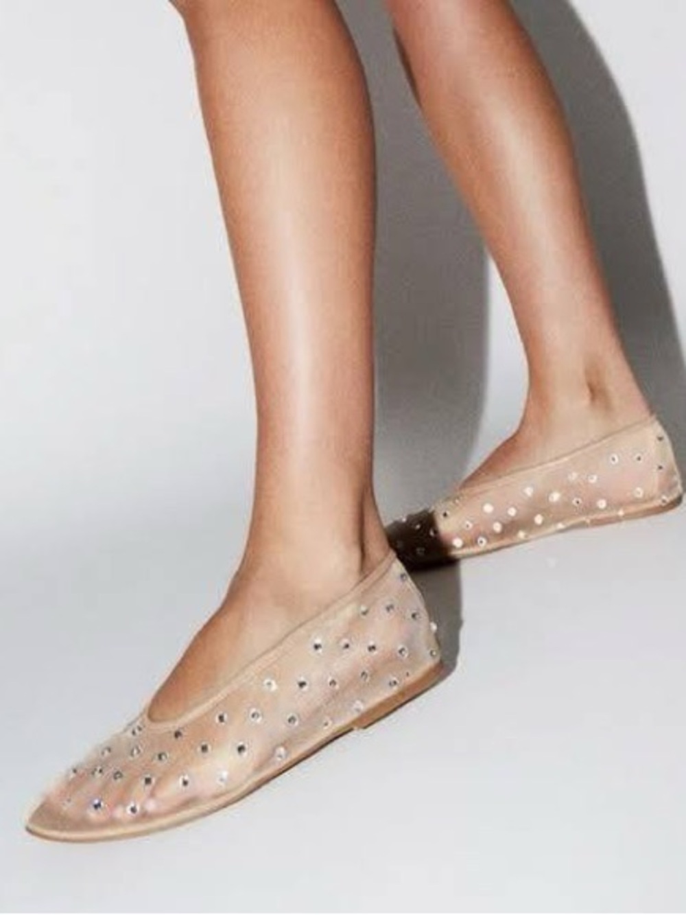 Tony Bianco Nude Crystal-Embellished Ballet Flats